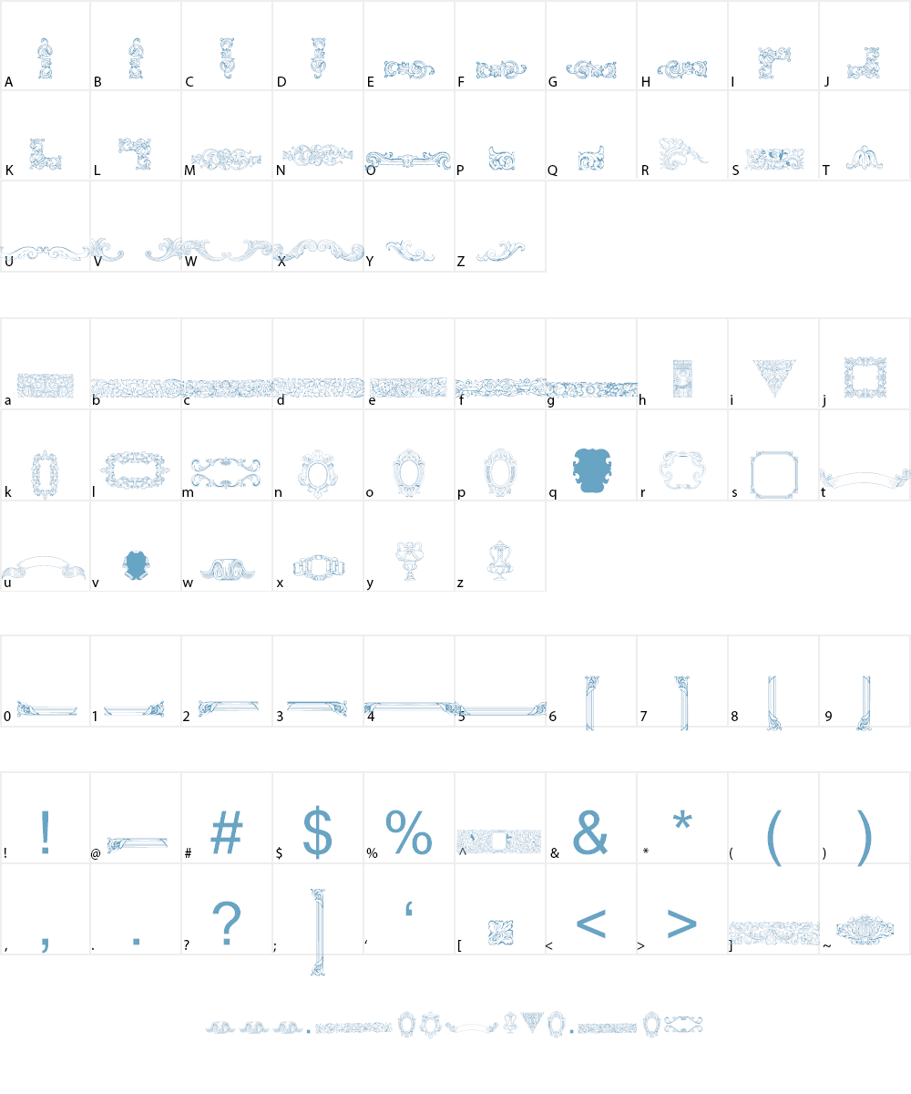 Mortised Ornaments Free Font Character